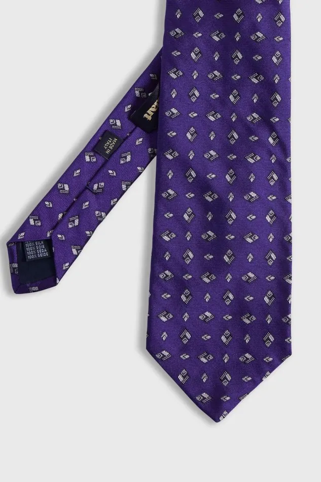 Mens Paul Stuart Ties Woven Silk Diamond Deco Tie Purple