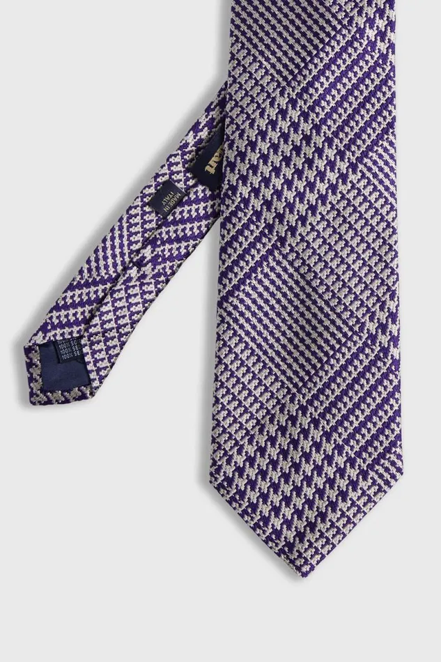 Mens Paul Stuart Ties Woven Silk Glen Plaid Tie Purple