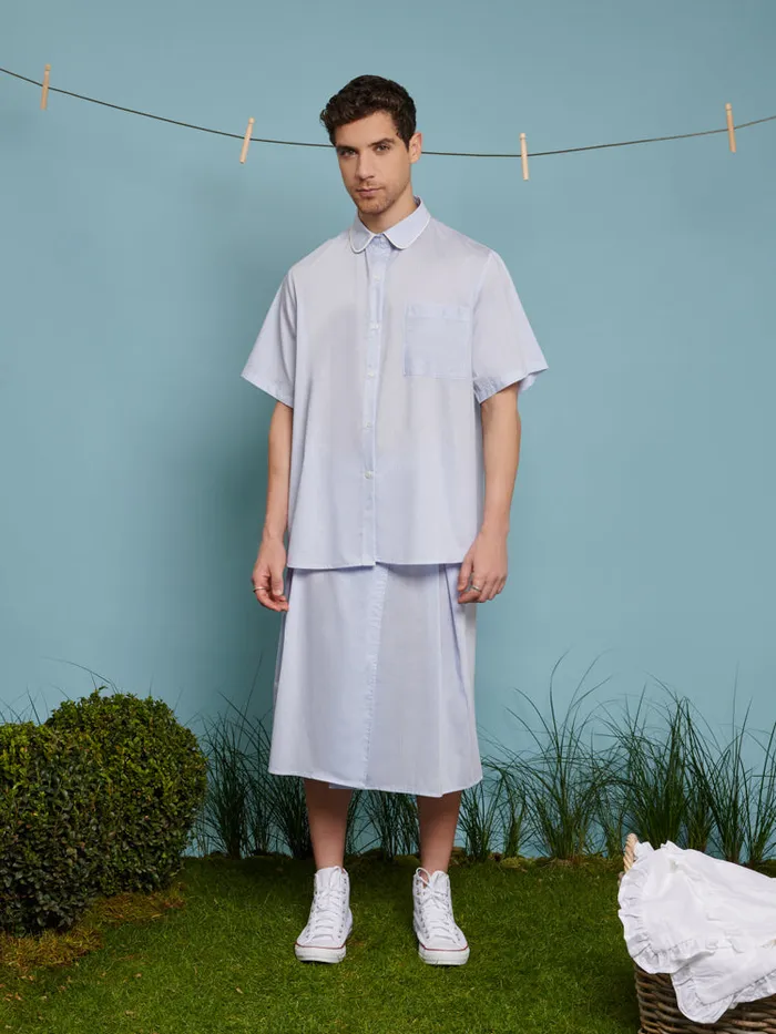 Menswear Shirts Sister Jane Cameron Pinstripe Boxy Shirt Baby Blue Stripes