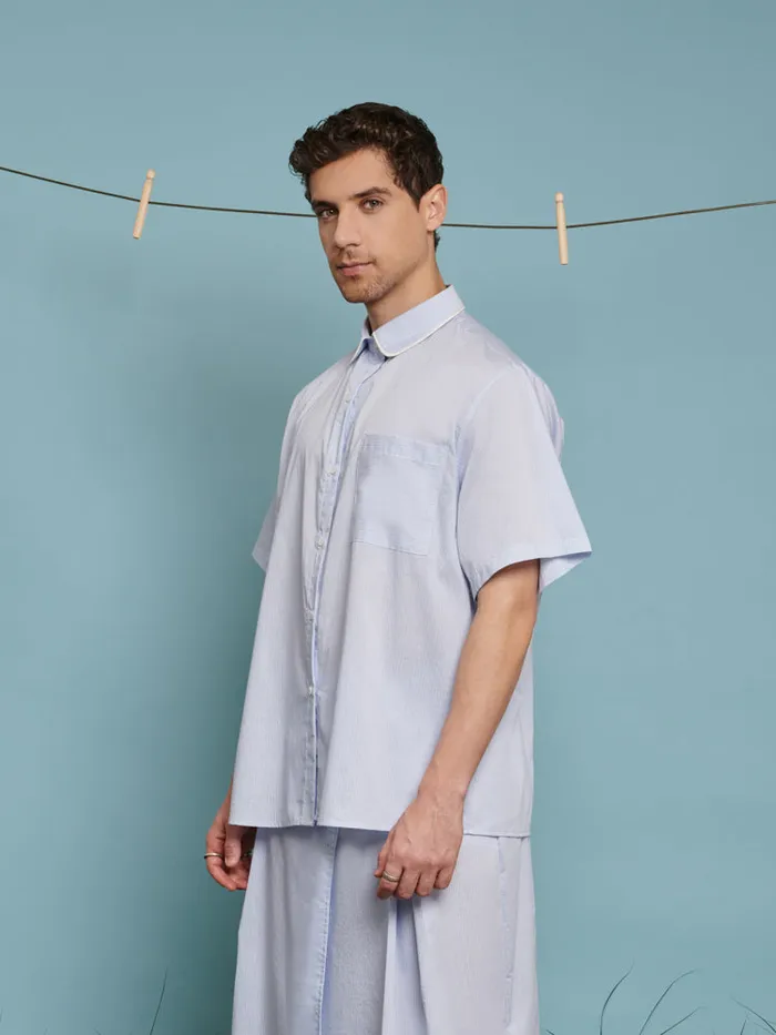 Menswear Shirts Sister Jane Cameron Pinstripe Boxy Shirt Baby Blue Stripes