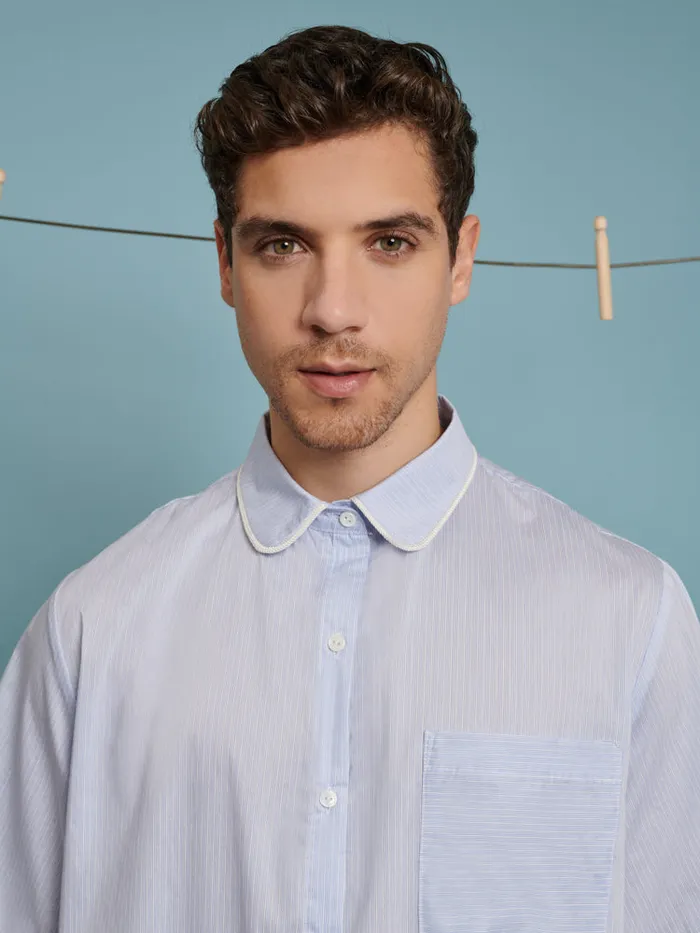 Menswear Shirts Sister Jane Cameron Pinstripe Boxy Shirt Baby Blue Stripes