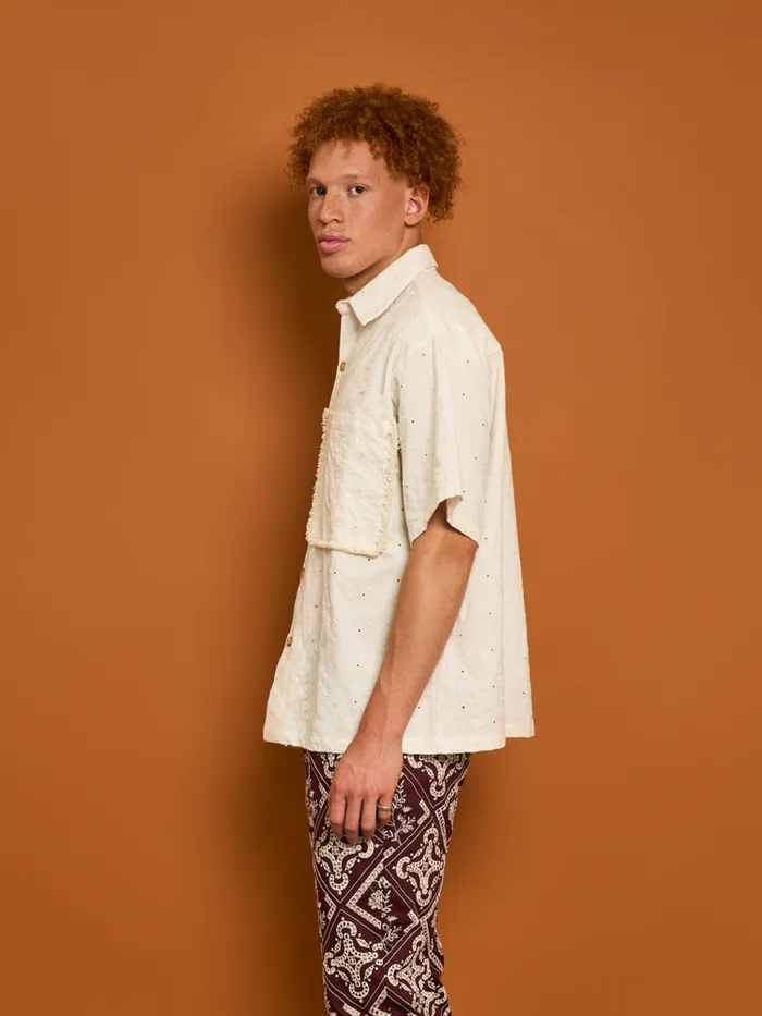 Menswear Shirts Sister Jane Cole Fray Boxy Shirt Pearled Cream