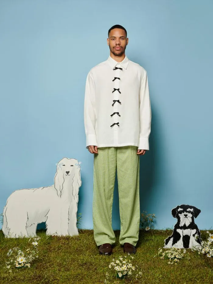 Menswear Shirts Sister Jane Fella Bow Shirt Pearled Ivory