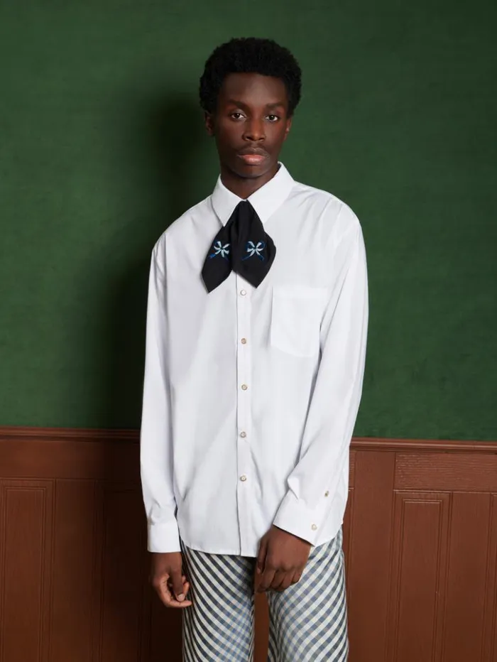 Menswear Shirts Sister Jane Lilian Tie Shirt Pearl White