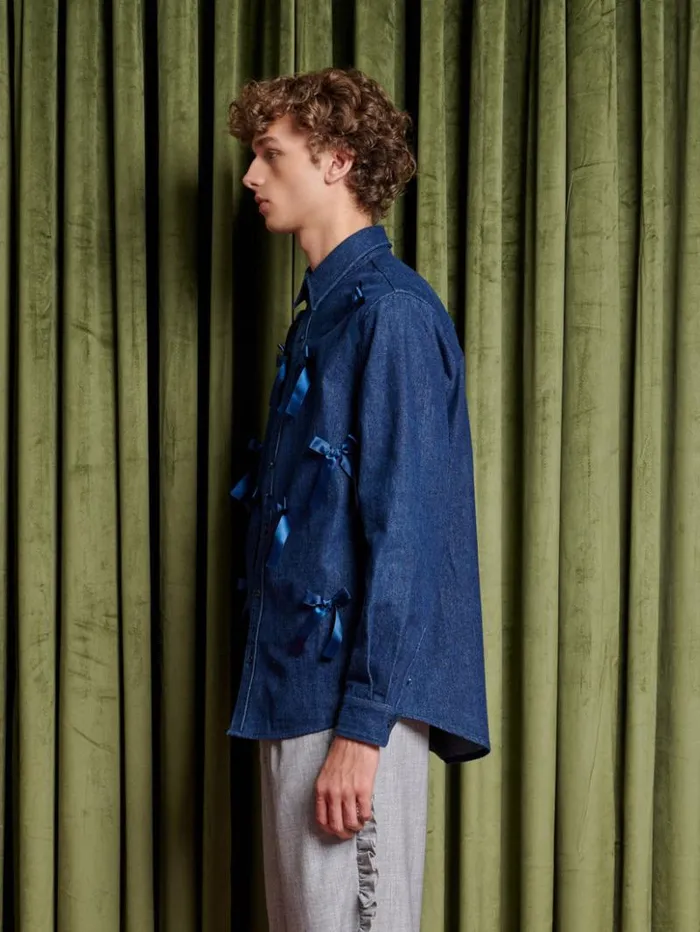 Menswear Shirts Sister Jane Lyrical Bow Shirt Indigo Blue