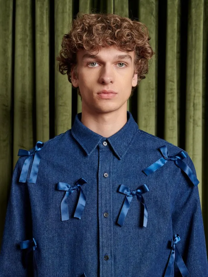 Menswear Shirts Sister Jane Lyrical Bow Shirt Indigo Blue