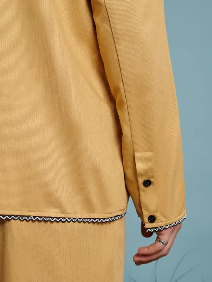 Menswear Shirts Sister Jane Marco Trim Detail Collarless Shirt Mustard Yellow Menswear Shirts Sister Jane Marco Trim Detail Collarless Shirt Mustard Yellow
