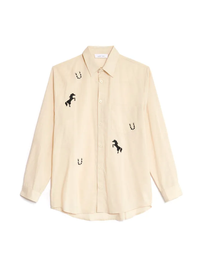 Menswear Shirts Sister Jane Penny Applique Shirt Vintage Cream