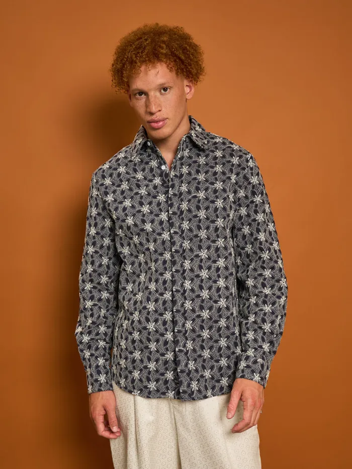 Menswear Shirts Sister Jane Penny Embroidered Shirt Blue Navy