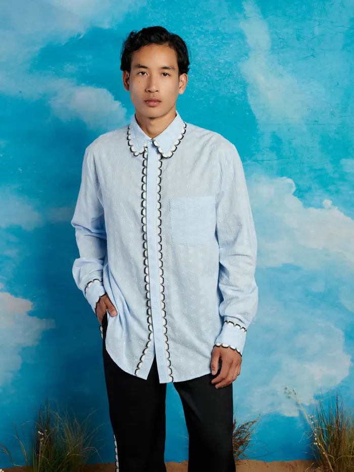 Menswear Shirts Sister Jane Saloon Scallop Shirt Baby Blue