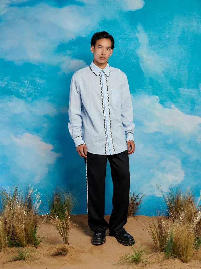 Menswear Shirts Sister Jane Saloon Scallop Shirt Baby Blue