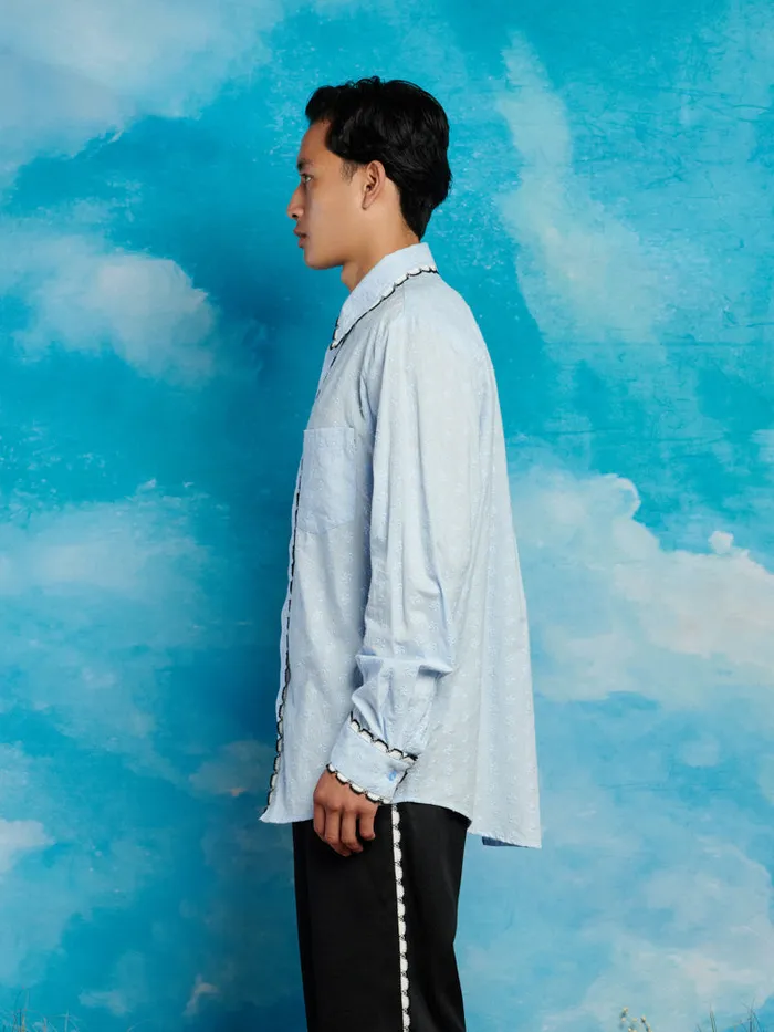 Menswear Shirts Sister Jane Saloon Scallop Shirt Baby Blue