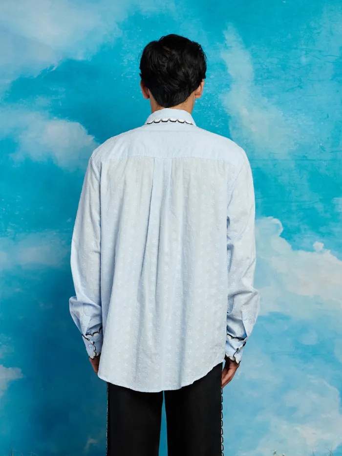 Menswear Shirts Sister Jane Saloon Scallop Shirt Baby Blue