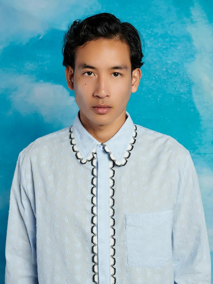 Menswear Shirts Sister Jane Saloon Scallop Shirt Baby Blue