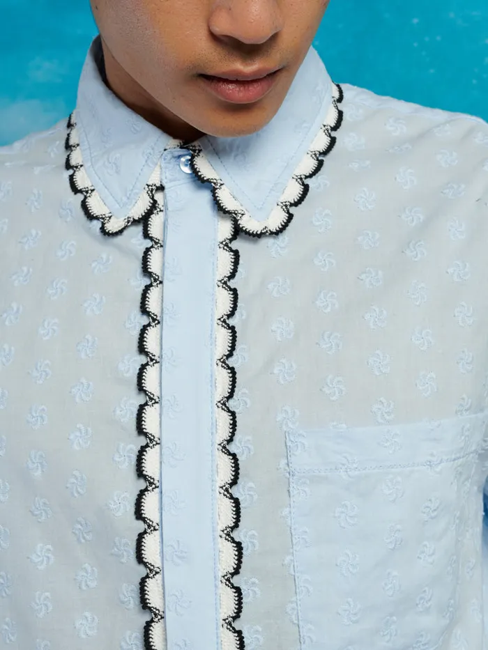 Menswear Shirts Sister Jane Saloon Scallop Shirt Baby Blue
