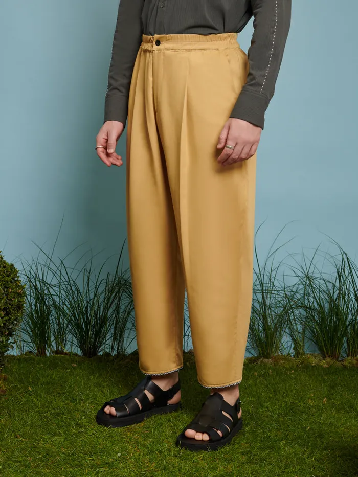Menswear Trousers Sister Jane Laurie Trim Detail Trousers Mustard Yellow