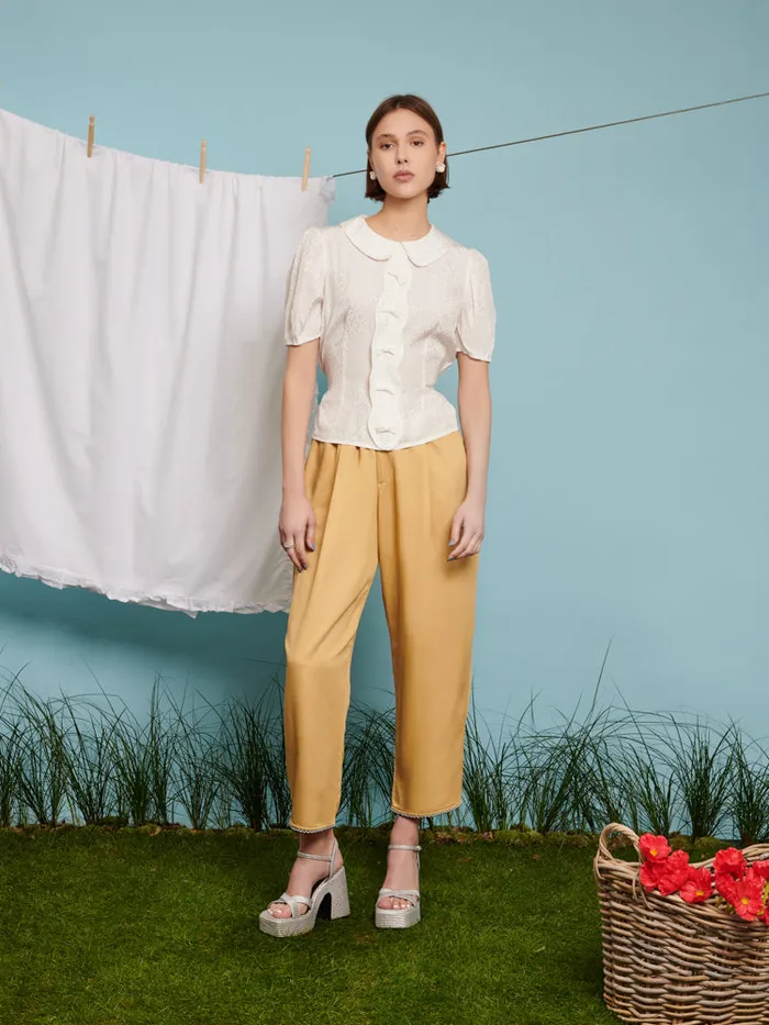 Menswear Trousers Sister Jane Laurie Trim Detail Trousers Mustard Yellow