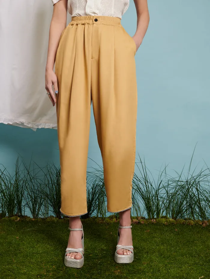 Menswear Trousers Sister Jane Laurie Trim Detail Trousers Mustard Yellow