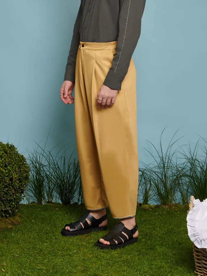 Menswear Trousers Sister Jane Laurie Trim Detail Trousers Mustard Yellow