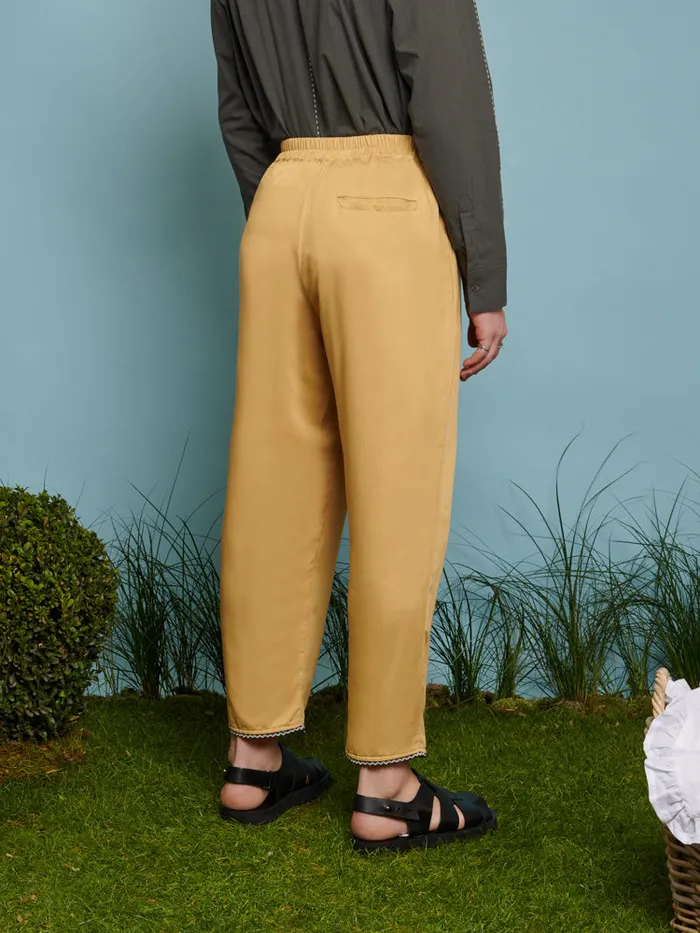 Menswear Trousers Sister Jane Laurie Trim Detail Trousers Mustard Yellow