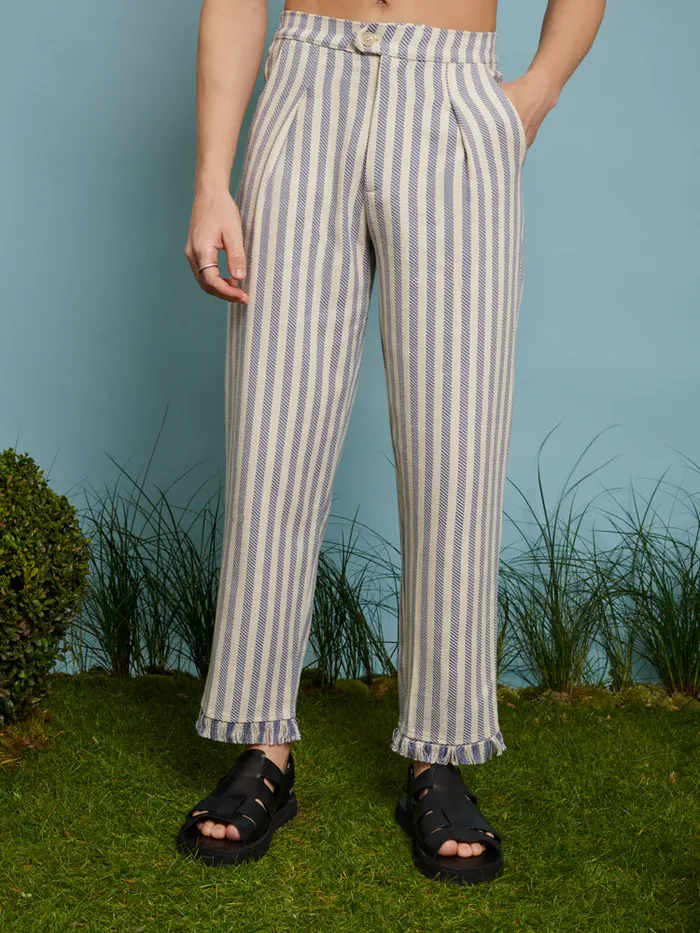 Menswear Trousers Sister Jane Layne Fray Stripe Trousers Pale Blue