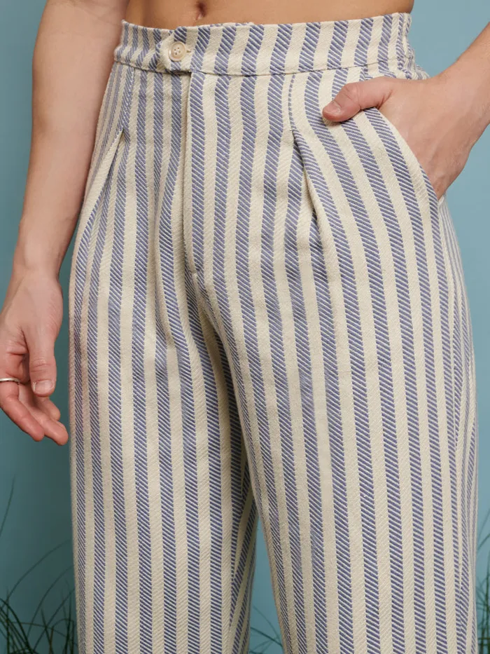 Menswear Trousers Sister Jane Layne Fray Stripe Trousers Pale Blue