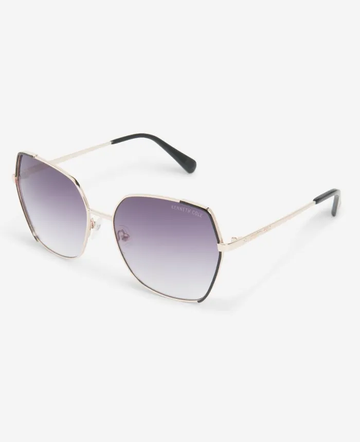 Metal Geometric Sunglasses Dark Gold Women Kenneth Cole Sunglasses