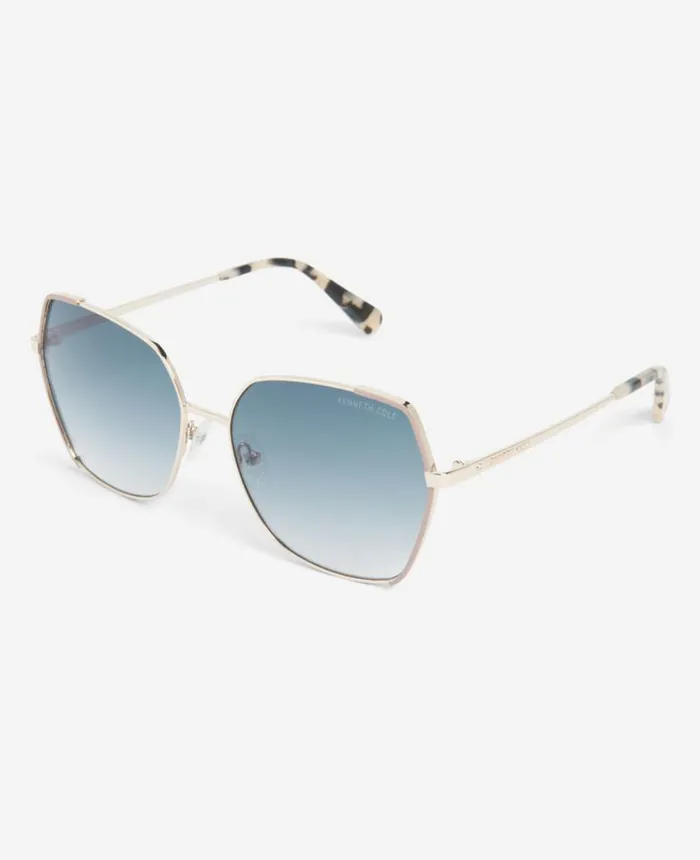 Metal Geometric Sunglasses Shiny Gold Women Kenneth Cole Sunglasses