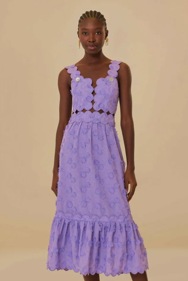 Midi Dresses Women FARM Rio Lilac 3d Flower Sleeveless Midi Dress Midi Dresses Women FARM Rio Lilac 3d Flower Sleeveless Midi Dress