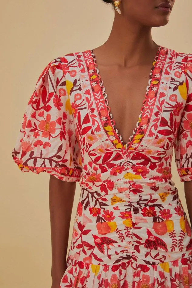 Midi Dresses Women FARM Rio OffWhite Romantic Orchard Short Sleeve Midi Dress Midi Dresses Women FARM Rio OffWhite Romantic Orchard Short Sleeve Midi Dress