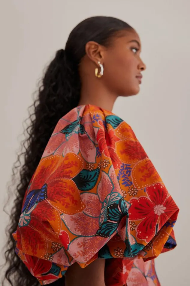 Midi Dresses Women FARM Rio Orange Marias Floral CutOut Midi Dress Midi Dresses Women FARM Rio Orange Marias Floral CutOut Midi Dress