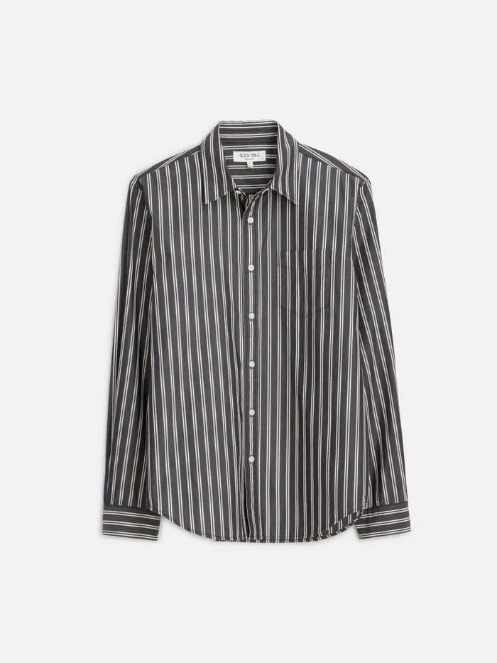 Mill Shirt In Halo Stripe Blackivory Men Alex Mill Shirts