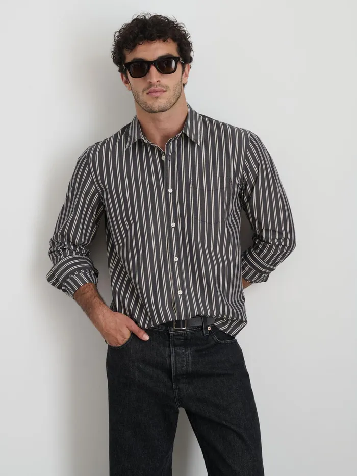 Mill Shirt In Halo Stripe Blackivory Men Alex Mill Shirts