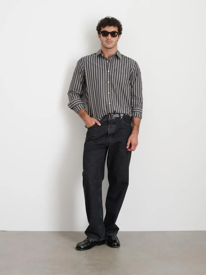 Mill Shirt In Halo Stripe Blackivory Men Alex Mill Shirts