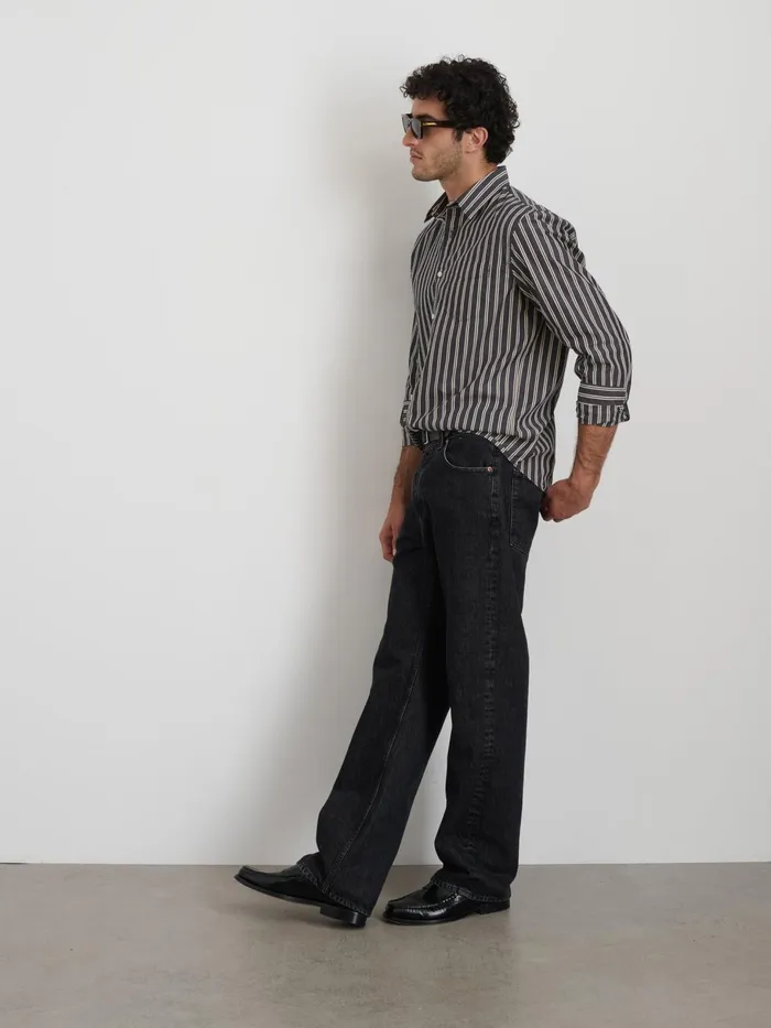 Mill Shirt In Halo Stripe Blackivory Men Alex Mill Shirts