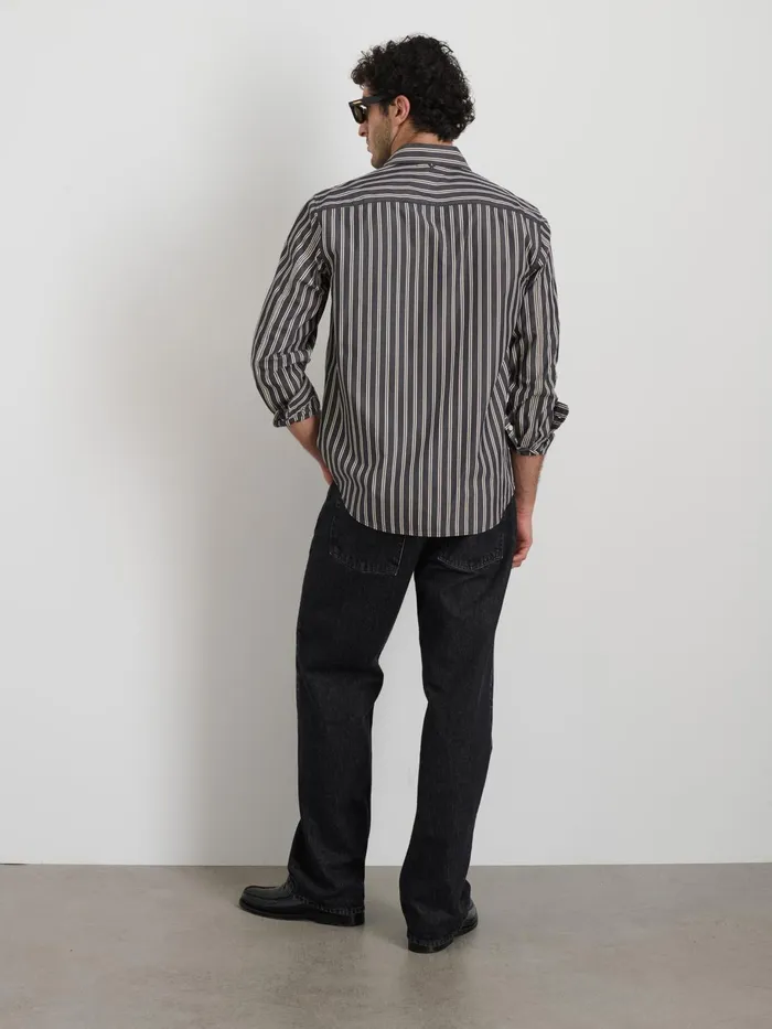 Mill Shirt In Halo Stripe Blackivory Men Alex Mill Shirts