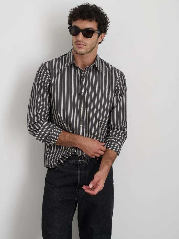 Mill Shirt In Halo Stripe Blackivory Men Alex Mill Shirts