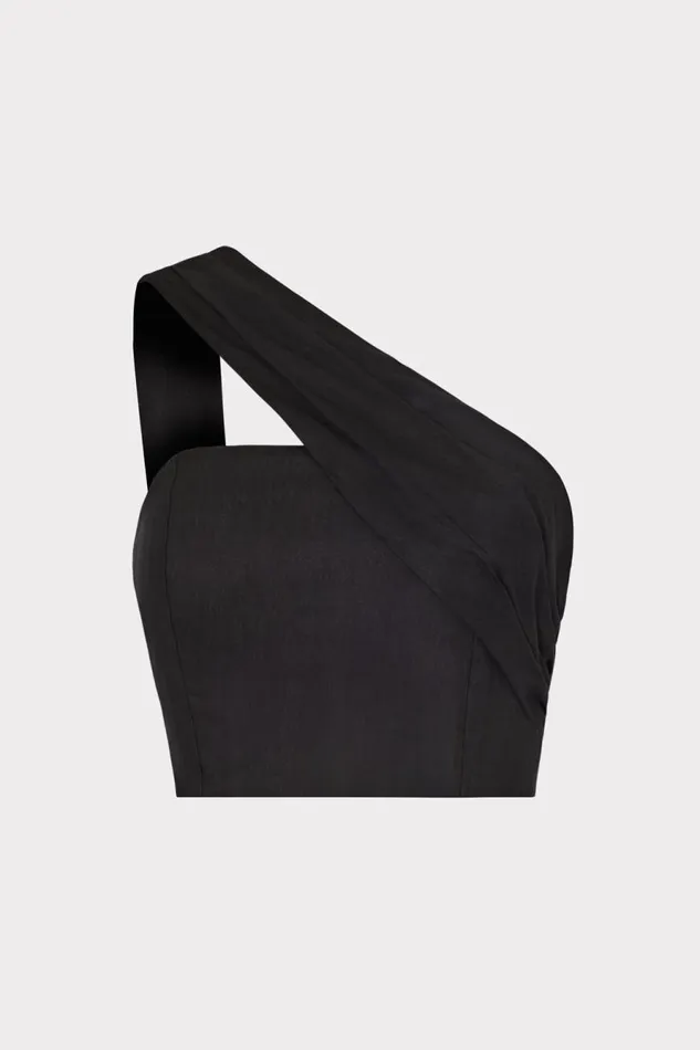 Milly Arantza Draped One Shoulder Top Black Women Tops