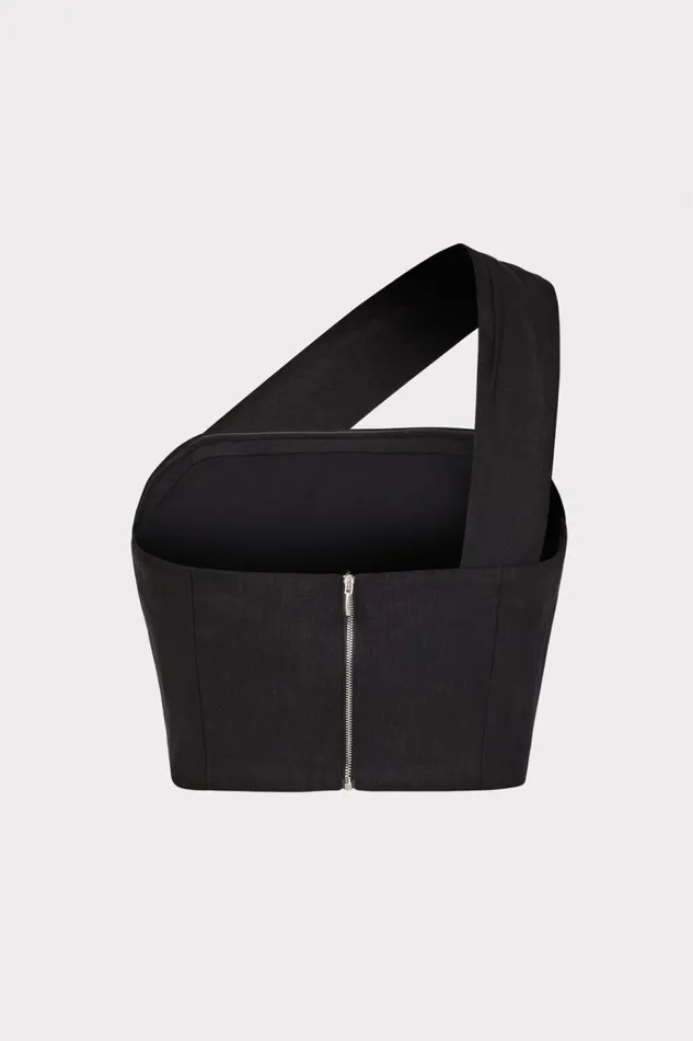 Milly Arantza Draped One Shoulder Top Black Women Tops