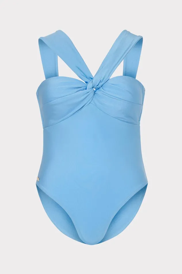 Milly Betsy Bandeau One Piece Mineral Blue Women Swim and Coverups