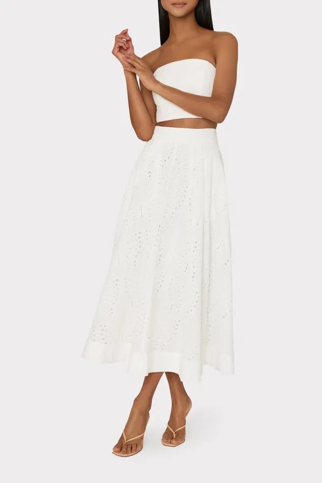 Milly Butterfly Eyelet Skirt White Women Skirts