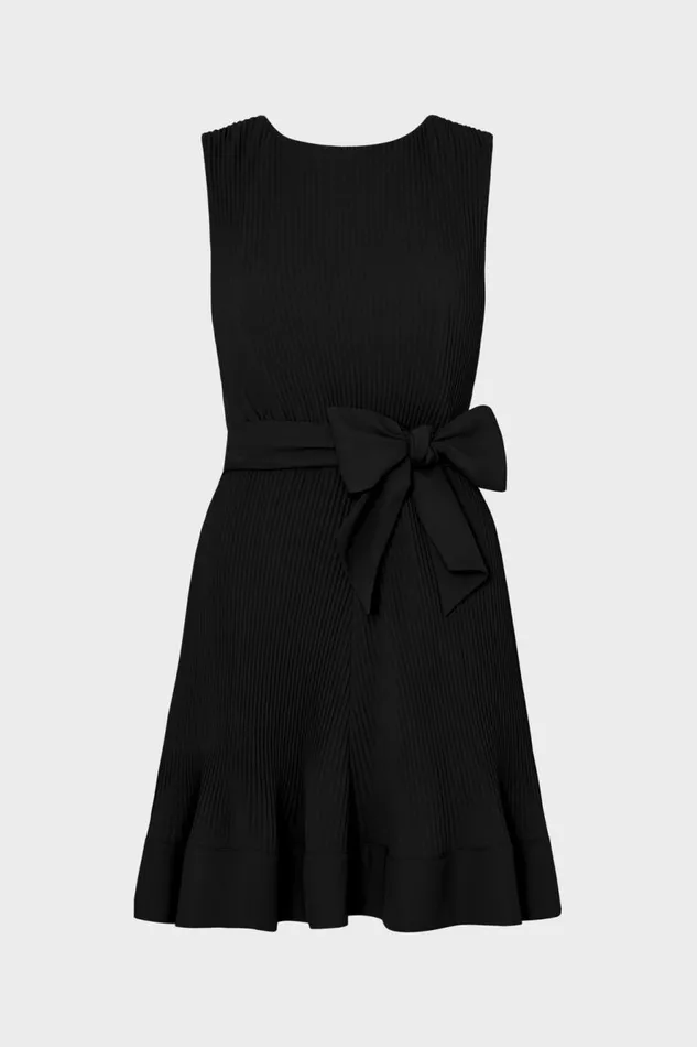 Milly Carreen Pleated Mini Dress Black Women Dresses