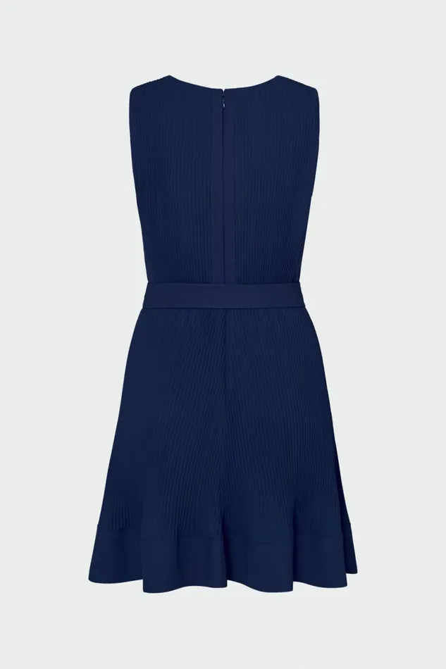 Milly Carreen Pleated Mini Dress Navy Women Dresses