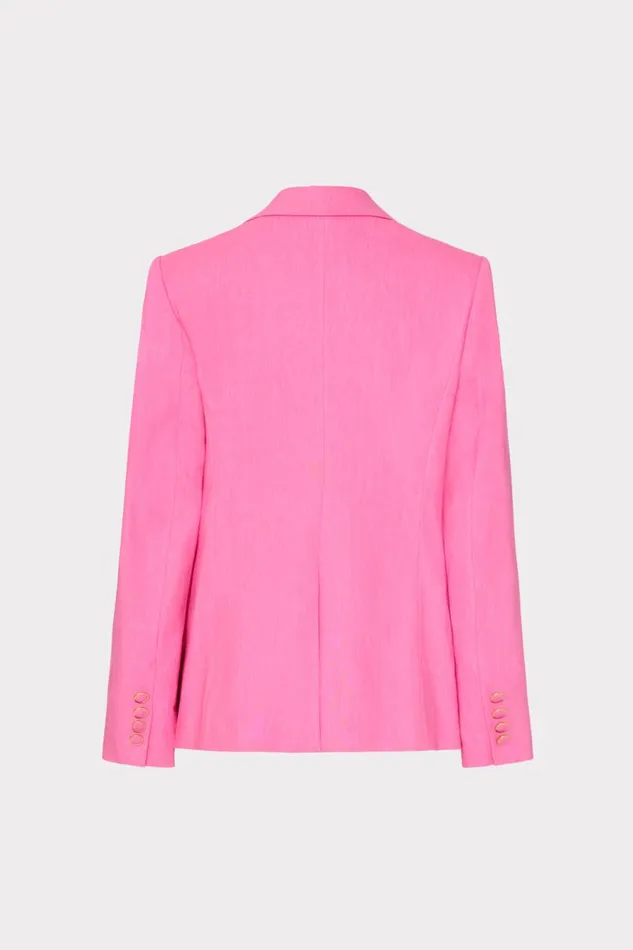 Milly Christelle Solid Linen Blazer Pink Women Coats and Jackets