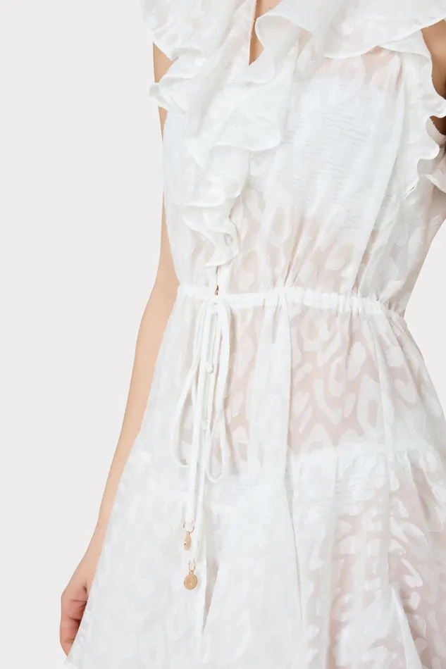 Milly Dana Leopard Texture CoverUp Dress White Women Swim and Coverups