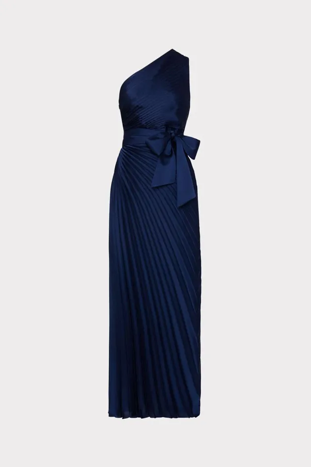 Milly Estelle Satin Dress Navy Women Dresses