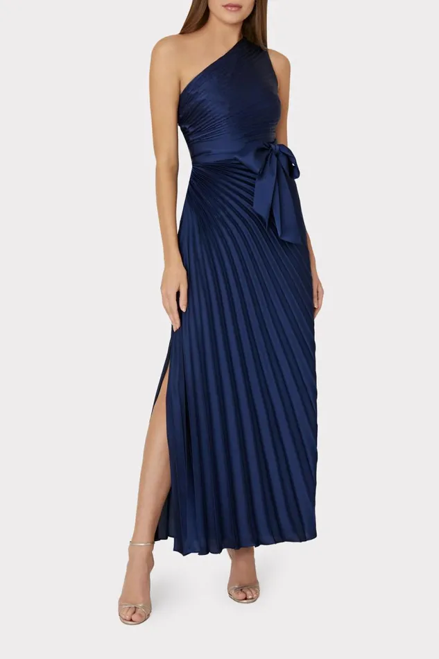 Milly Estelle Satin Dress Navy Women Dresses
