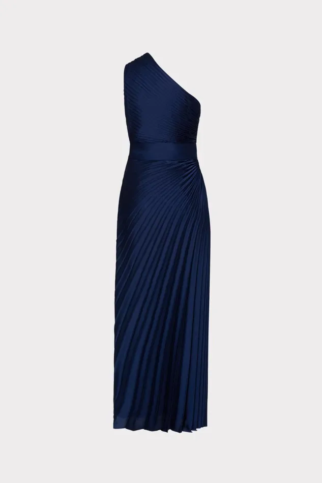 Milly Estelle Satin Dress Navy Women Dresses