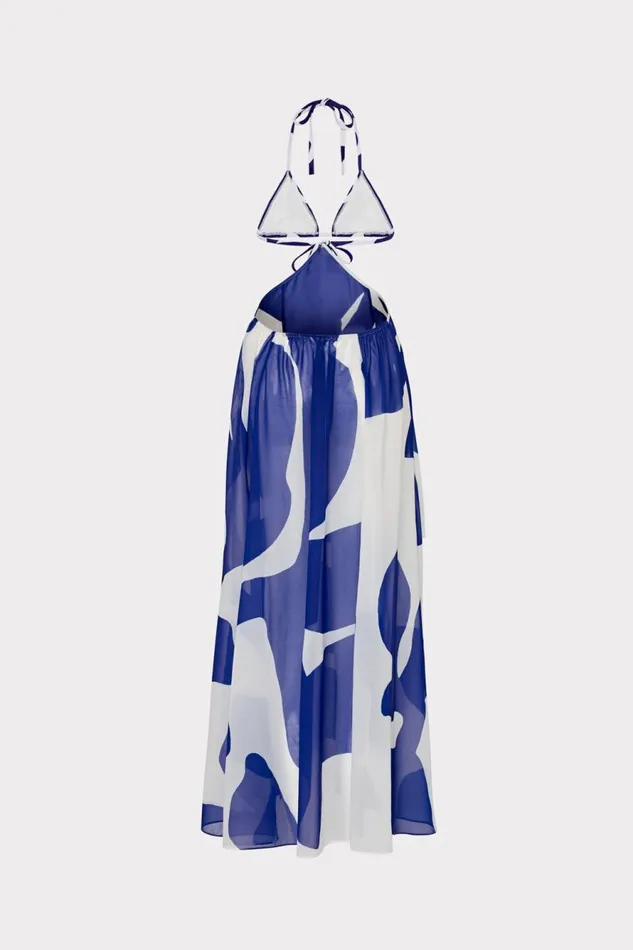 Milly Grand Foliage Convertible CoverUp Navywhite Women Swim and Coverups