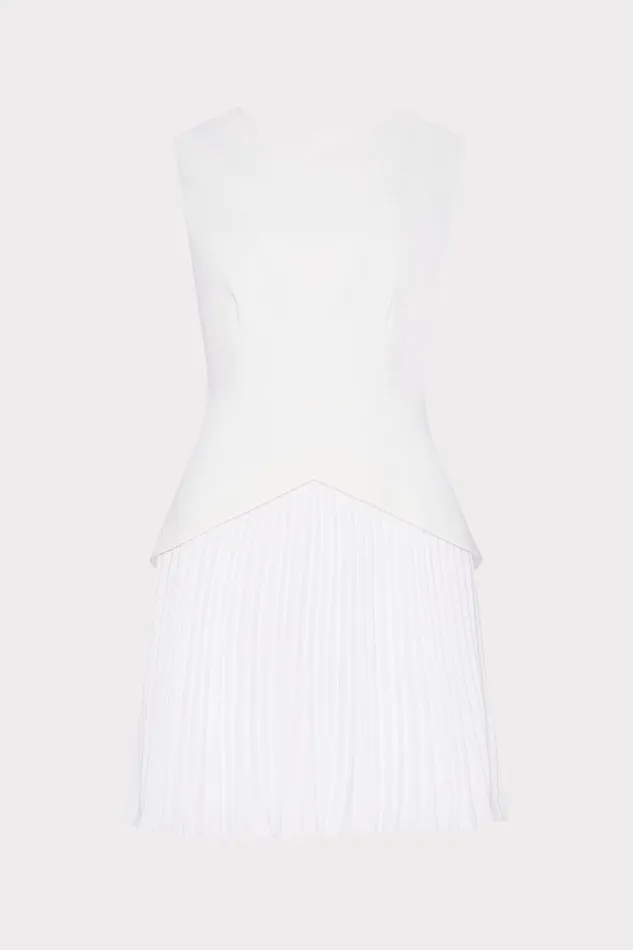 Milly Haddy Pleated Mini Dress Ecru Women Dresses
